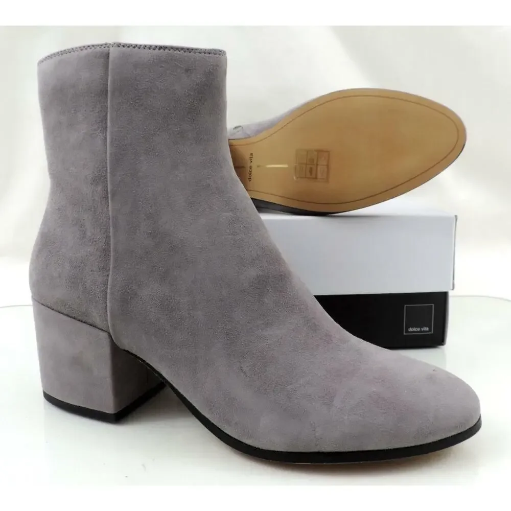 Women's Shoes Dolce Vita Maude Block Heel Ankle Boots Smoke Grey Suede